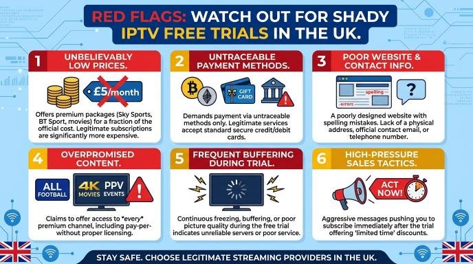 Red Flags When Searching for Free Trial IPTV UK Offers